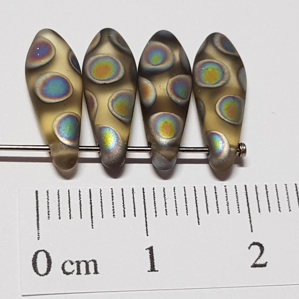 Dagger Beads - 16x5 mm - Matt Graugrün bedampft