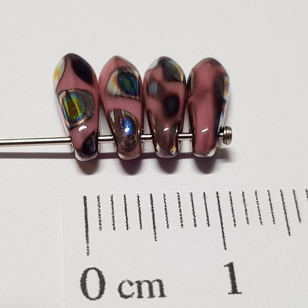Dagger Beads - 11x3 mm - Rosa bedampft