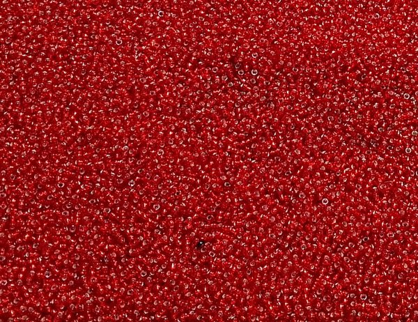 Preciosa Rocailles - 2,6 mm - Silbereinzug Rot
