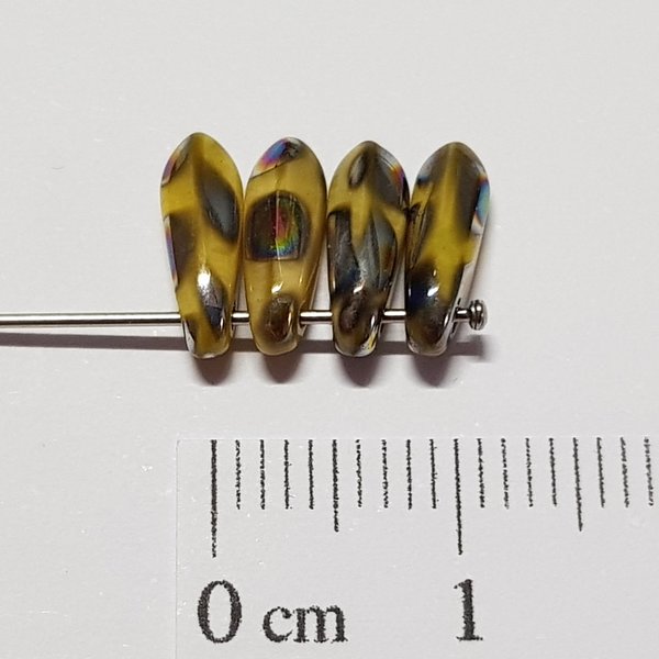 Dagger Beads - 11x3 mm - Senfgelb bedampft
