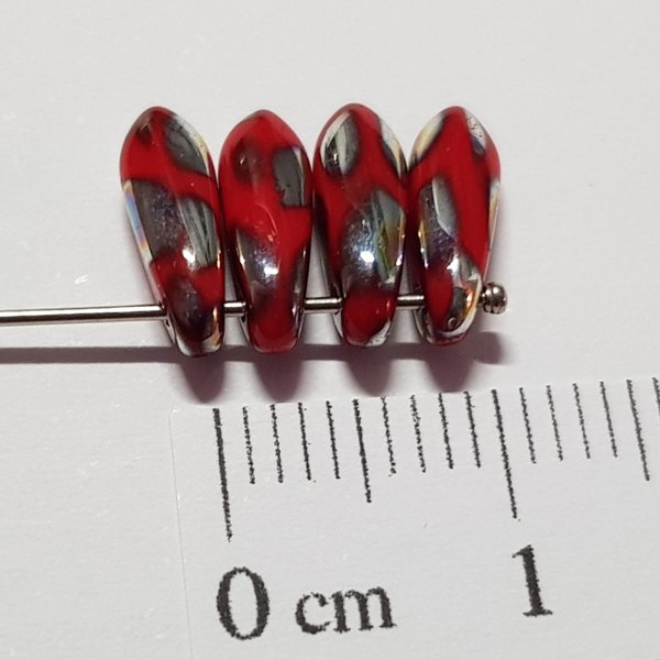 Dagger Beads - 11x3 mm - Rot bedampft