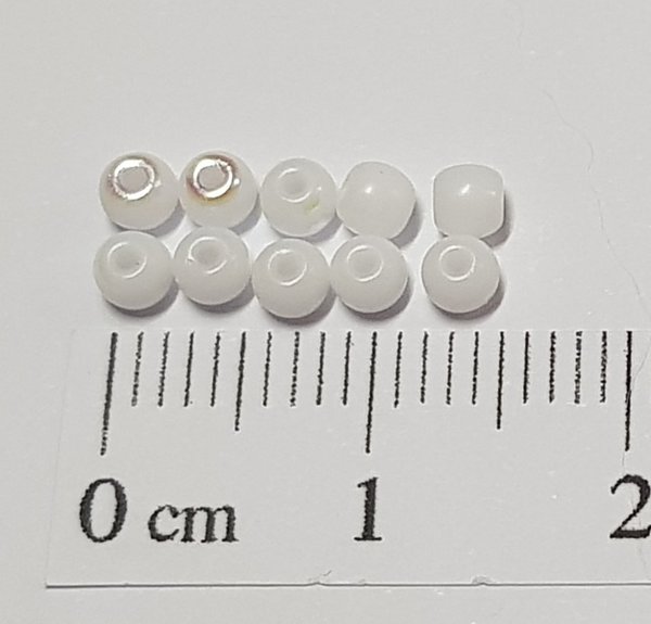 Druckperlen - Ø 3 mm – Weiß, leicht schillernd