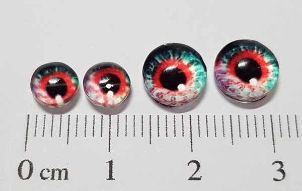 Cabochon Augen – Variante 4 - Rot / Grün