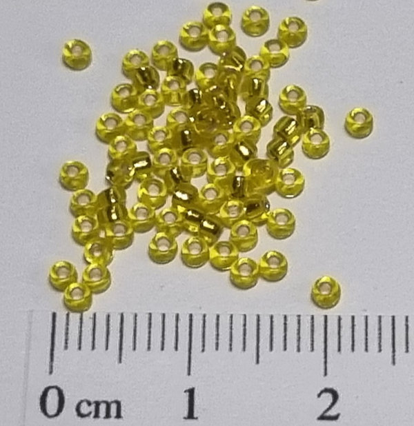 Miyuki Rocailles - 2,0 mm - Gelb Silbereinzug 6